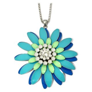 MIXIT Silver Tone and Blue Metal Flower Necklace