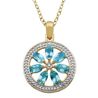 Bridge Jewelry Sky Blue Topaz & Diamond Accent Flower Medallion Pendant
