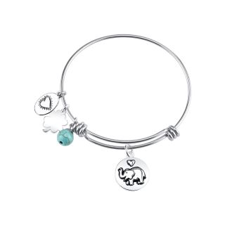Bridge Jewelry Footnotes Too Stainless Steel Turquoise & Lucky Charm Expandable