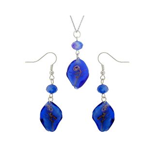 Bridge Jewelry Blue Artisan Glass Drop Pendant & Earrings Set