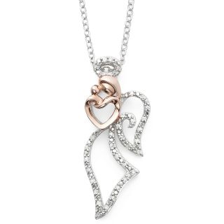 1/10 CT. T.W. Diamond Angel with Heart Pendant, Womens