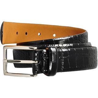 Stafford Black Leather Belt, Mens