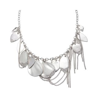 PALOMA & ELLIE Silver Tone Black & Clear Glass Leaf Necklace, Womens