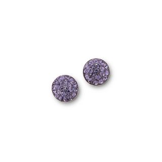 Bridge Jewelry Purple Crystal Button Stud Earrings, Silver, Womens