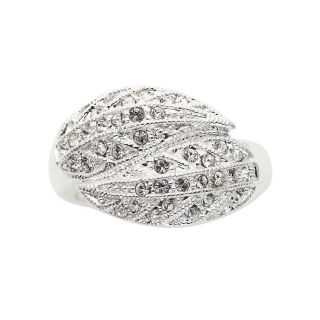 Bridge Jewelry Pure Silver Plated Crystal Leaf Bypass Ring