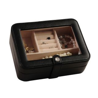 Mele & Co. Rio Faux Leather Glass Top Black Jewelry Box