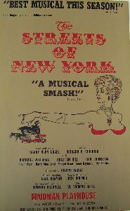 The Streets of New York (Original Broadway Theatre Window Card)