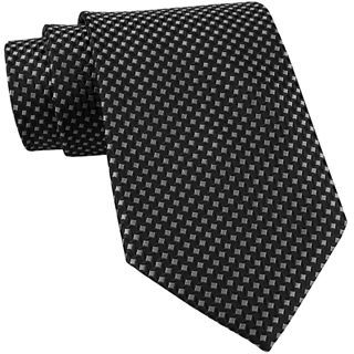 Stafford Micro Square Silk Tie, Black/Gray, Mens