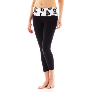 City Streets Cropped Yoga Pants, Wht/blk Numbers, Womens
