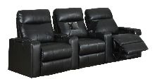RowOne Plaza Home Theater Seating with Power in Black Bonded Leather