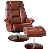 Recliner and Ottoman   Cognac Bonded Leather