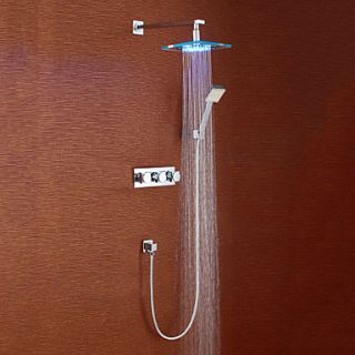Modern Chrome Finish LED Wall Mount Shower Set (8 Showerhead Hand Shower)