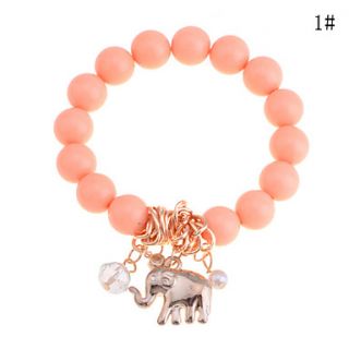Lureme Alloy Elephant Pendant Bead Conneceted Bracelet(Assorted Colors)