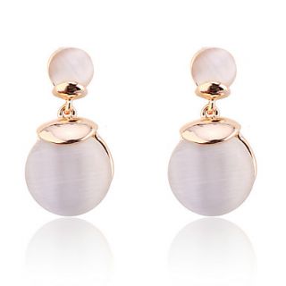 Gold Plated Alloy Opal Round Pattern Earrings