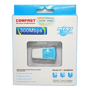 COMFAST CF WU825N USB 2.0 300Mbps Wireless Network Card / Wi Fi Transmitter (Blue and White)