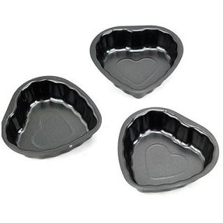 Love Heart Shape Muffin Cupcake Pans and Tart Pans, 3 Pieces per Set, Non sticked Coated