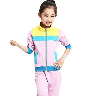 Girls Contrast Color Zip Clothing Sets