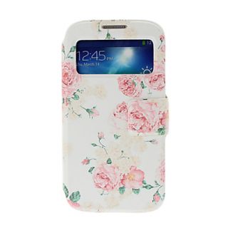 Small Fresh Pink Florals Leather Case with Stand for Samsung Galaxy S IV I9500