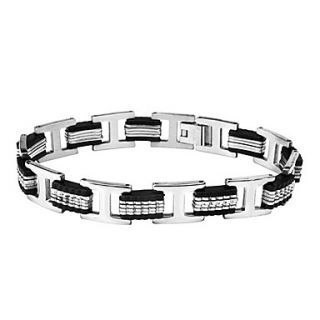 Mens Stainless Steel and Silica Gel Bracelet (Silver)