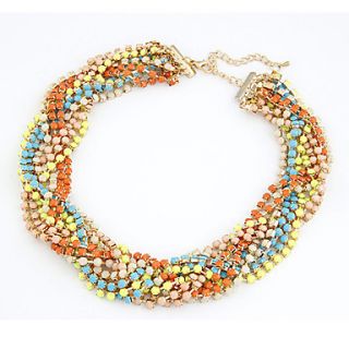 Womens Euramerican Colorful Resin Beads Necklace