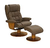 Mac Motion Vinci Euro Recliner and Ottoman in Chocolate Nubuck Bonded