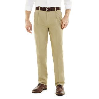 St. Johns Bay Worry Free Pleated Pants, British Khaki, Mens