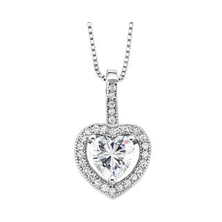 DiamonArt Cubic Zirconia Sterling Silver Heart Pendant, Womens