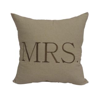Embroidered Mrs. Decorative Pillow, Brown