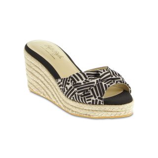Soft Style by Hush Puppies Carma Wedge Espadrilles, Black/White, Womens