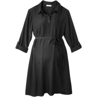 Merona Maternity Rolled Sleeve Shirt Dress   Black L