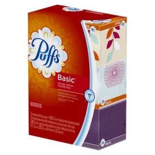 Puffs Basic Facial Tissues  3 Cubes   180 Tissues per box