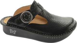 Womens Alegria by PG Lite Classic Clog   Black Burnish Snake Casual Shoes