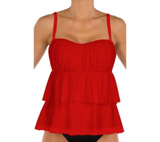 Womens Sunsets Underwire Bandeau Tankini with Foam Bra   Ruby Separates