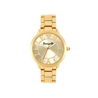 BETSEYVILLE Womens Logo Dial Bracelet Watch, Gold