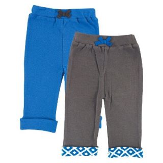 Yoga Sprout Newborn Boys 2 Pack Yoga Pants   Grey/Blue 9 12 M