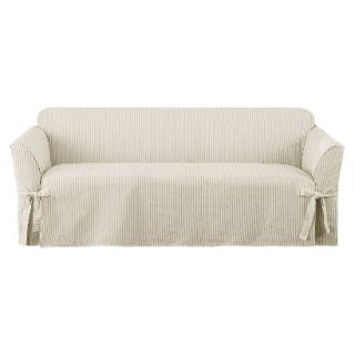 Sure Fit Ticking Stripe Sofa Slipcover   Gray