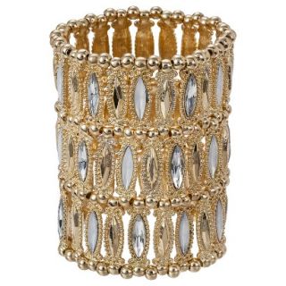 Capsule by C�ra Three Row Beaded Stretch Bracelet with Colored Stones   Gold