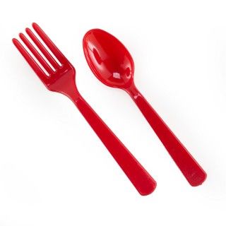 Forks Spoons   Red