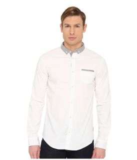 Armani Jeans L/S Stretch Jersey Detail Shirt Mens Long Sleeve Button Up (White)