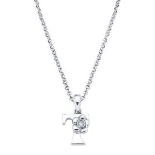 Little Diva Sterling Silver Diamond Accent Initial T Pendant Necklace   Silver