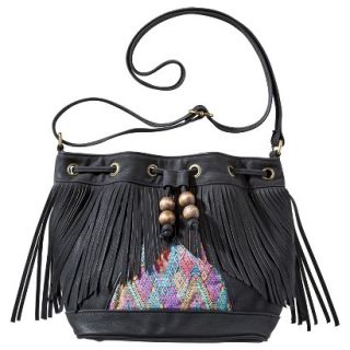Mossimo Supply Co. Bucket Handbag with Fringe   Black
