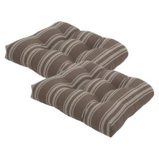 Threshold 2 Piece Outdoor Tufted Seat Cushion Set   Taupe Stripe