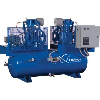 Quincy Air Compressor   Duplex, 5 HP, 230 Volt 1 Phase, Model 251CC80DC