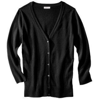 Merona Womens Plus Size 3/4 Sleeve V Neck Cardigan Sweater   Black 1
