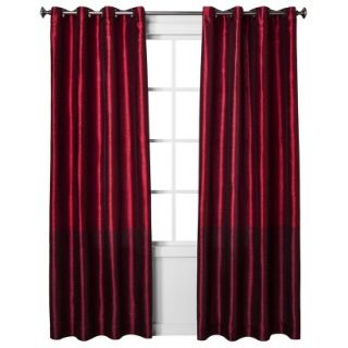 Threshold Banded Faux Silk Window Panel   Red (54x95)