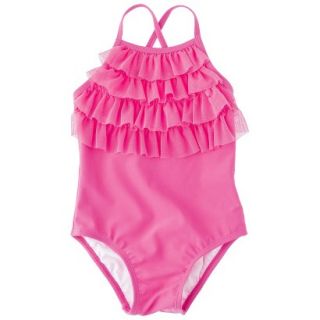 Circo Infant Toddler Girls 1 Piece Ruffled Swimsuit   Pink 4T