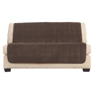 Sure Fit Furniture Friend Quilted Velvet Armless Loveseat Slipcover   Chocolate