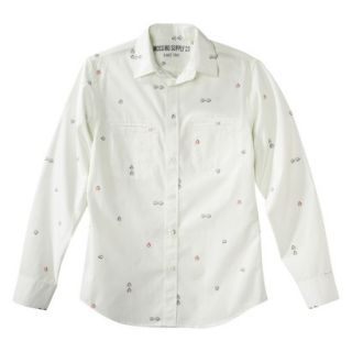 Mossimo Supply Co. Mens Long Sleeve Button Down   Off White/Navy L