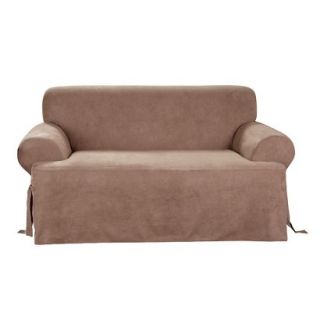 Sure Fit Soft Suede T Loveseat Slipcover   Sable