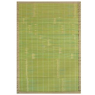 Citroen Green Bamboo Rug With Tan Border (6 X 9)